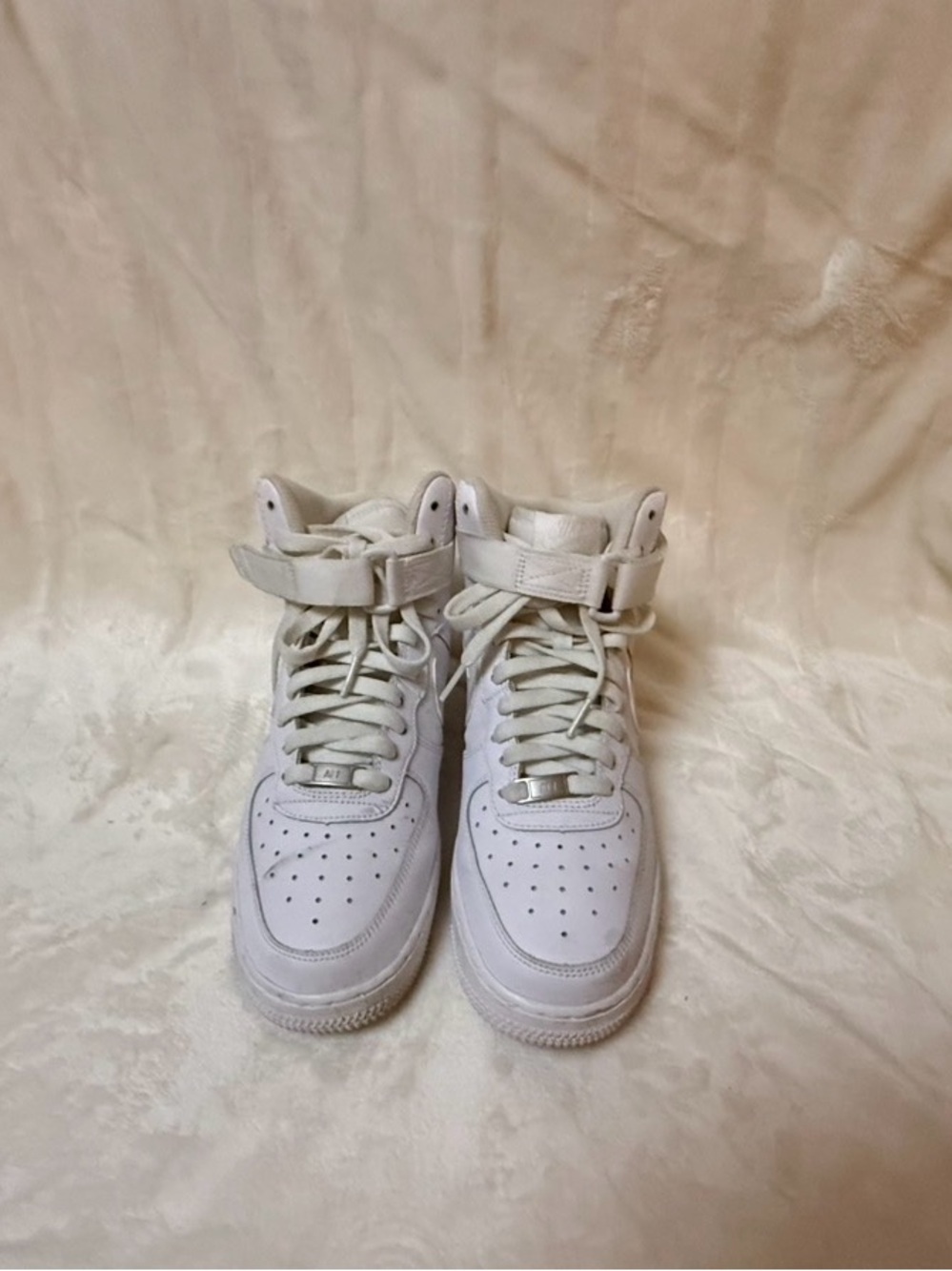 Nike Air Force 1 White High-Top Sneakers with Ankle Strap